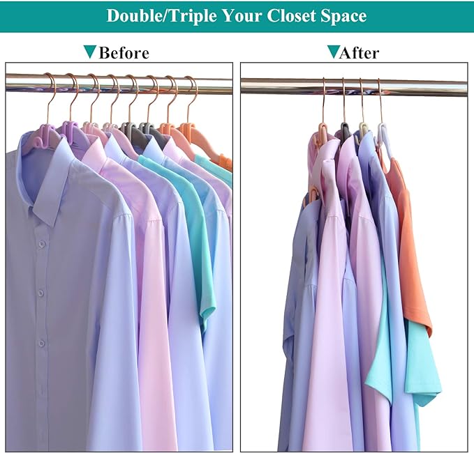 Frezon Clothes Hanger Connector Hooks, Mini Cascading Hanger Hooks for Velvet Huggable Hangers, Heavy Duty Space Saving for Closet 60 Pcs Black