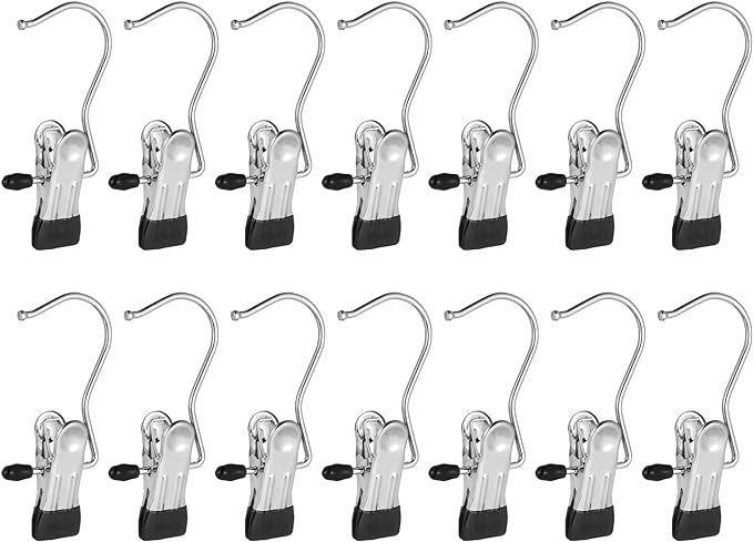Frezon 15 Pack Boot Hanger Legging Organizer for Closet, Boot Holder, Hanging Clips, Portable Multifunctional Hangers Single Clip Space Saving for Jeans, Hats, Tall Boots, Towels(Black)